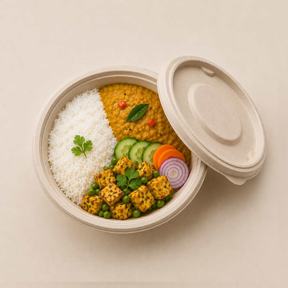 Papezo 350ml Compostable Round Food Bowl with Lid 1 Papezo 350ml Compostable Round Food Bowl with Lid