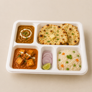 Papezo 5 Compartment Bagasse Meal Tray – Eco-Friendly Disposable Food Plate