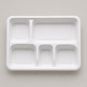 Papezo 5 Compartment Bagasse Meal Tray – Eco-Friendly Disposable Food Plate