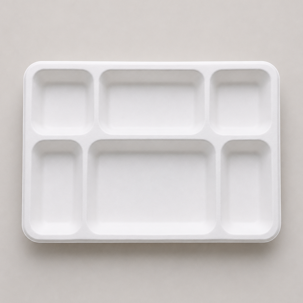 Papezo 6 Compartment Round Bagasse Plate – Eco-Friendly Disposable Meal Tray 2 Papezo 6 Compartment Round Bagasse Plate – Eco-Friendly Disposable Meal Tray - Image 2