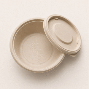 Papezo 350ml Compostable Round Food Bowl with Lid