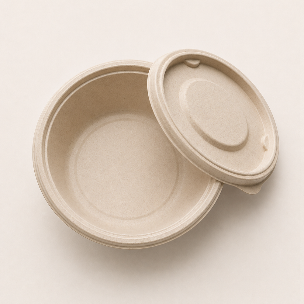 Papezo 350ml Compostable Round Food Bowl with Lid 2 Papezo 350ml Compostable Round Food Bowl with Lid - Image 2