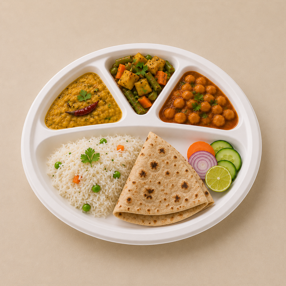 Papezo 11" 4 Compartment Round Bagasse Plate – Eco-Friendly Disposable Meal Plate 1 Papezo 11" 4 Compartment Round Bagasse Plate – Eco-Friendly Disposable Meal Plate
