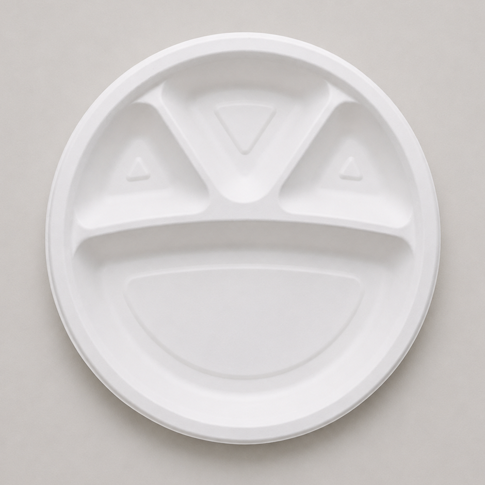 Papezo 12" 4 Compartment Round Bagasse Plate – Heavy Duty Eco-Friendly Disposable Plate 2 Papezo 12" 4 Compartment Round Bagasse Plate – Heavy Duty Eco-Friendly Disposable Plate - Image 2