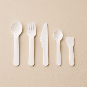 Papezo Eco-Friendly Bagasse Cutlery Set – Spoon, Fork, Knife & Spatula