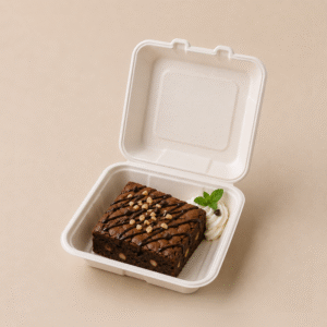 Papezo 6×6 Inch Eco-Friendly Bagasse Food Container Box with Lid