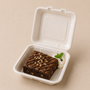 Papezo 9×9 Inch Biodegradable Bagasse Takeaway Food Box with Lid