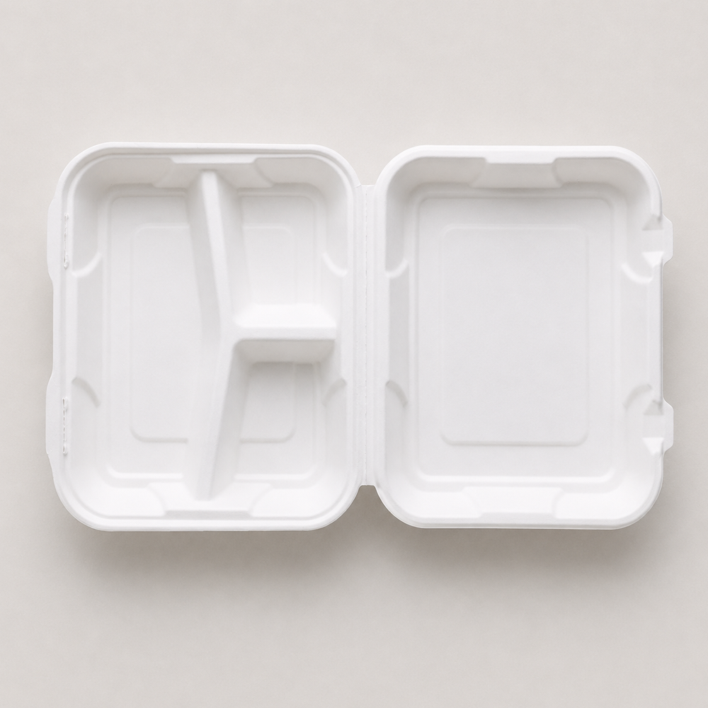 Papezo 9″ x 9″ – 3 Compartment Eco-Friendly Takeout Food Container 2 Papezo 9″ x 9″ – 3 Compartment Eco-Friendly Takeout Food Container - Image 2