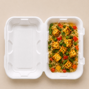 Papezo 9×6 Inch Eco-Friendly Bagasse Clamshell Food Container Box with Lid